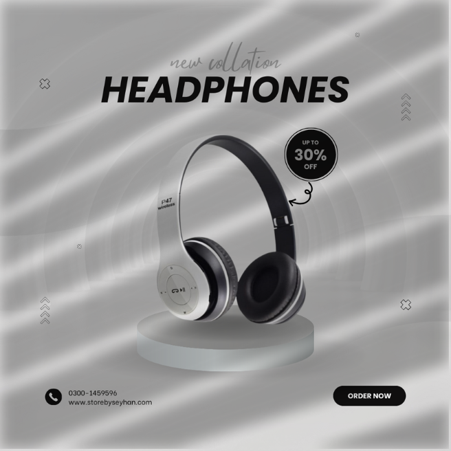 P47 Wireless Bluetooth Headphones | Stereo Over-Ear - By Seyhan