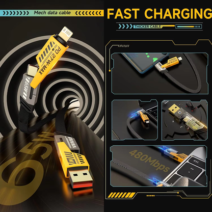 4-in-1 Fast Charging Cable | Universal PD 27W/65W USB-C - By Seyhan