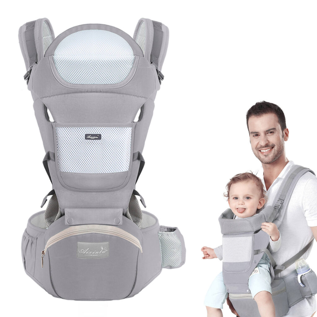 Ergonomic Baby Carrier with Multifunctional Waist Stool Comfortable Infant to Toddler Kangaroo Carry Bag for Everyday Baby Travel & Support